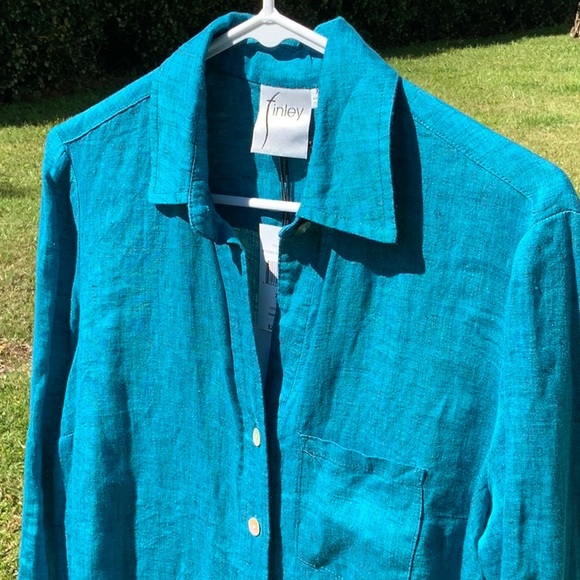 FINLEY 100% linen shirt dress. NWT - Picture 2 of 16
